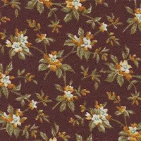 FQ Oranžovo zelené kytičky na hnědé