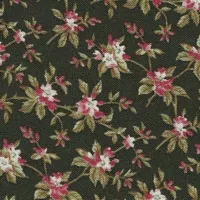 FQ Růžovo zelené kytičky na tmavě zelené