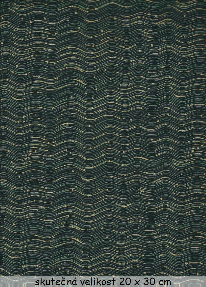 FQ Zlato zelené vlnovky na černé