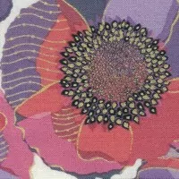 FQ Fialovo růžové květy na bílé se zlatotiskem