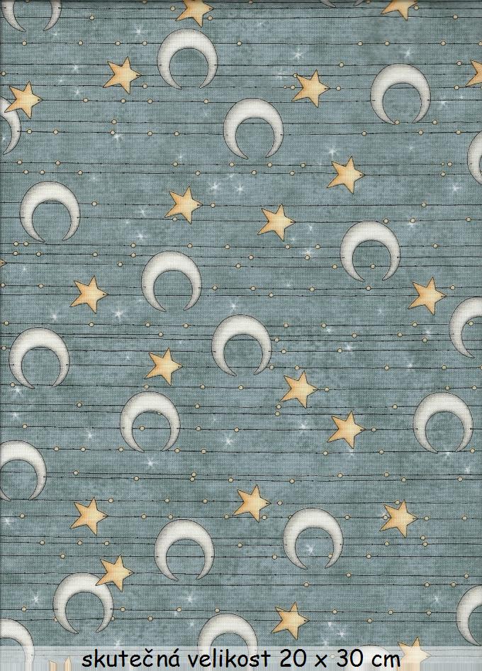 FQ Měsíčky a hvězdičky na šedé