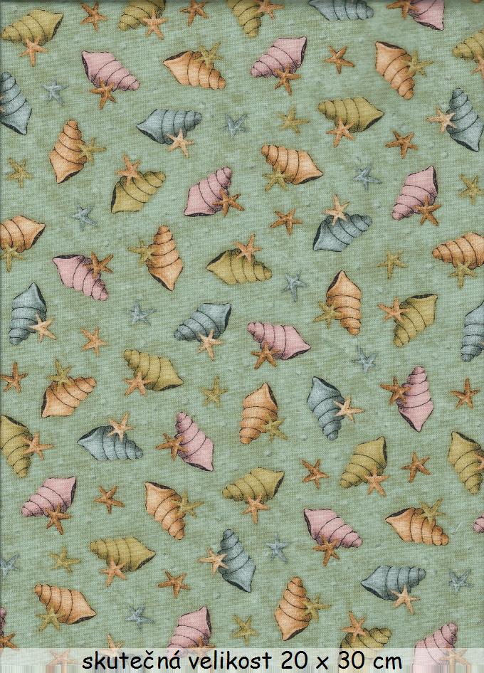 FQ Barevné ulity a hvězdičky na zelené