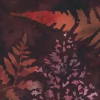 FQ Bali batika oranžovo růžové listy na hnědé