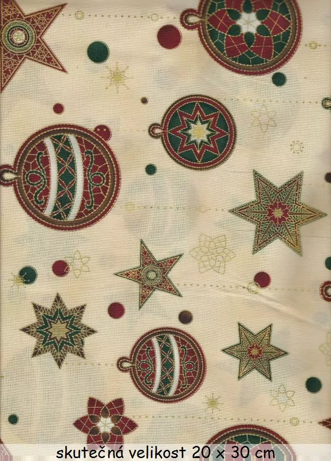 FQ Vánoční ozdoby se zlatotiskem na béžové