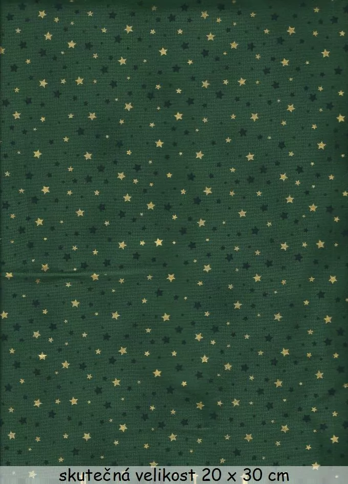 FQ Tmavě zelené a zlaté hvězdičky na zelené