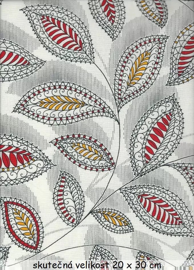 Červeno žluto bílé listy na bílé