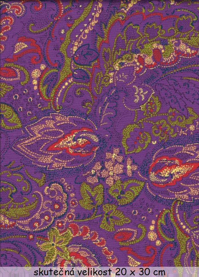 Pasley vzor s květy na fialové
