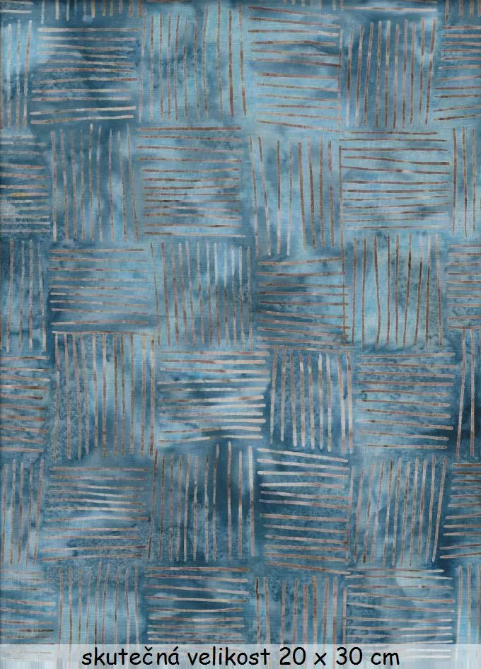 Bali batika hnědé čáry na modré