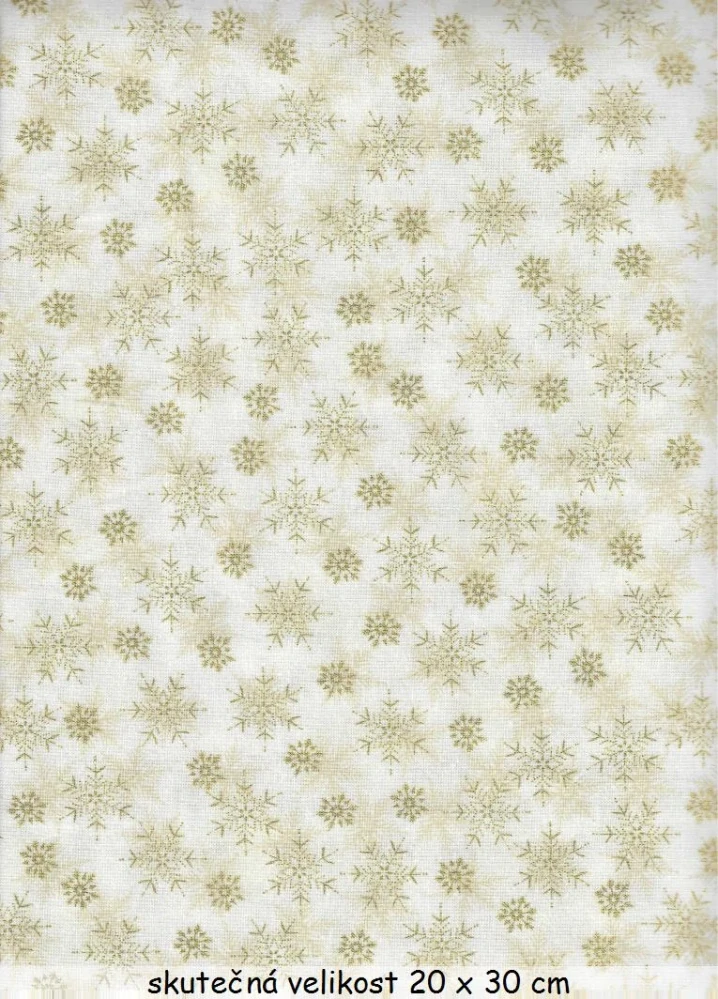 Zlaté a béžové sněhové vločky na smetanové