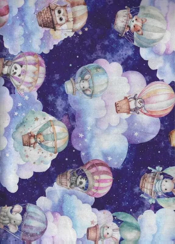 FQ Zvířátka v létajících balónech na obláčkové modré