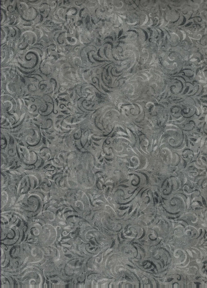 FQ Šedé lístečky a spirály na středně šedé