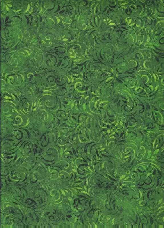 Lístečky a spirály na středně zelené