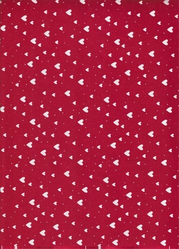 FQ Bílá srdíčka na červené