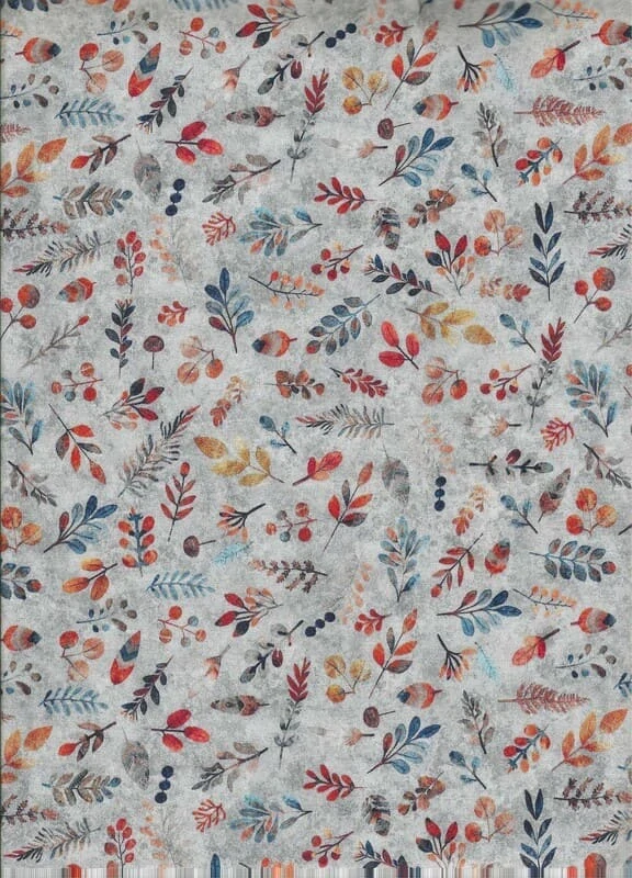 FQ Rezavé a modré lístečky na šedé