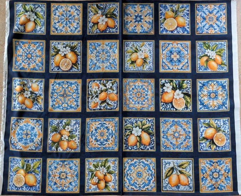 Panel na patchwork s citrony a sicilskými dlaždicemi