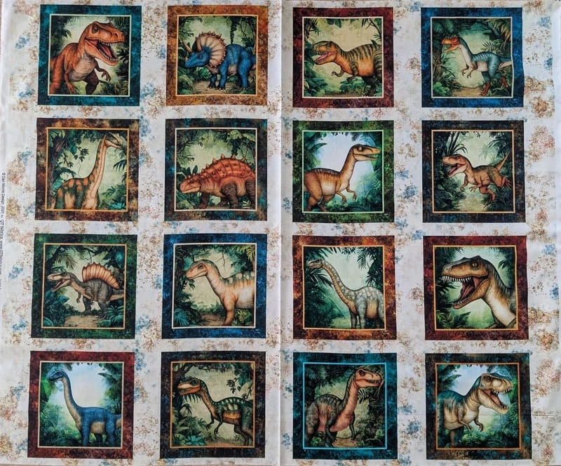 Panel na patchwork s dinosaury