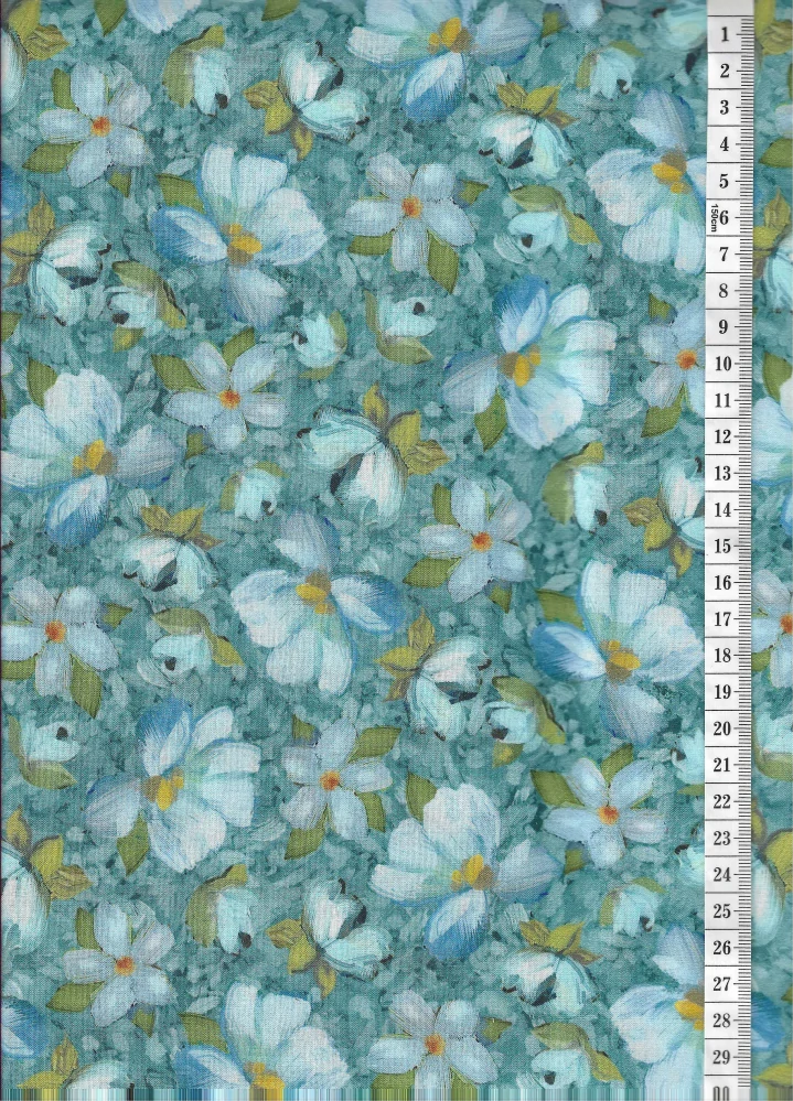 Látka na patchwork kopretiny na holubí modré