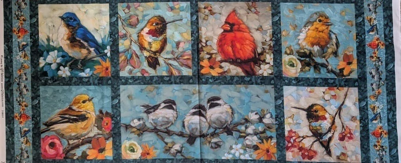 Panel na patchwork ptáčci jako malovaní štětcem