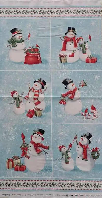 Panel látky na patchwork se sněhuláky
