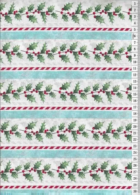 Látka na patchwork větvičky cesmíny v bordurách