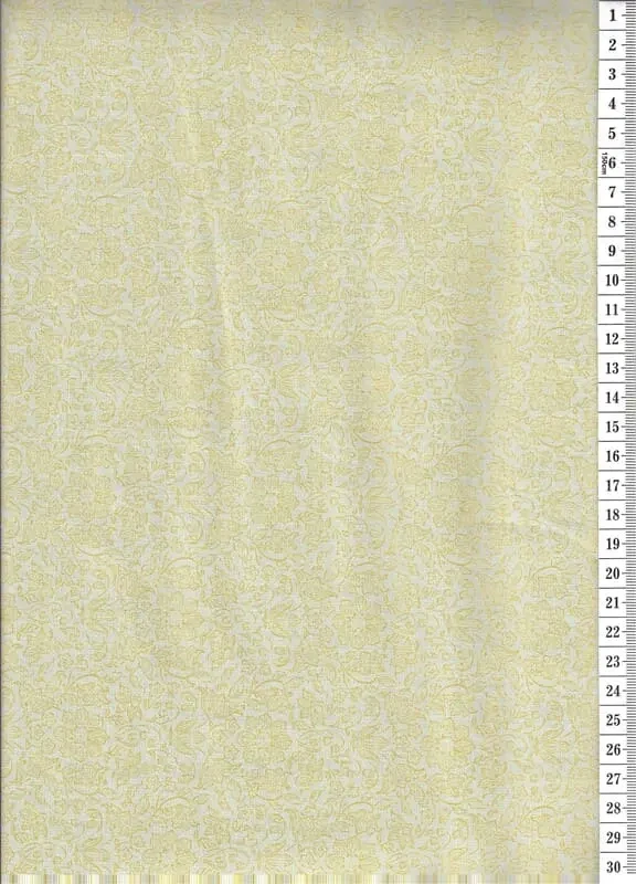 Látka na patchwork žluté obrysy kytiček na smetanové