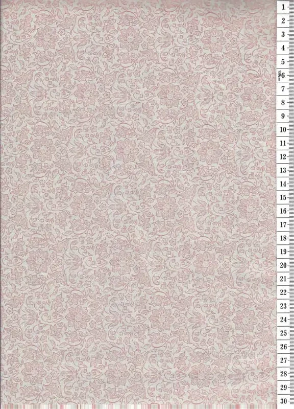 Látka na patchwork meruňkové obrysy kytiček na smetanové