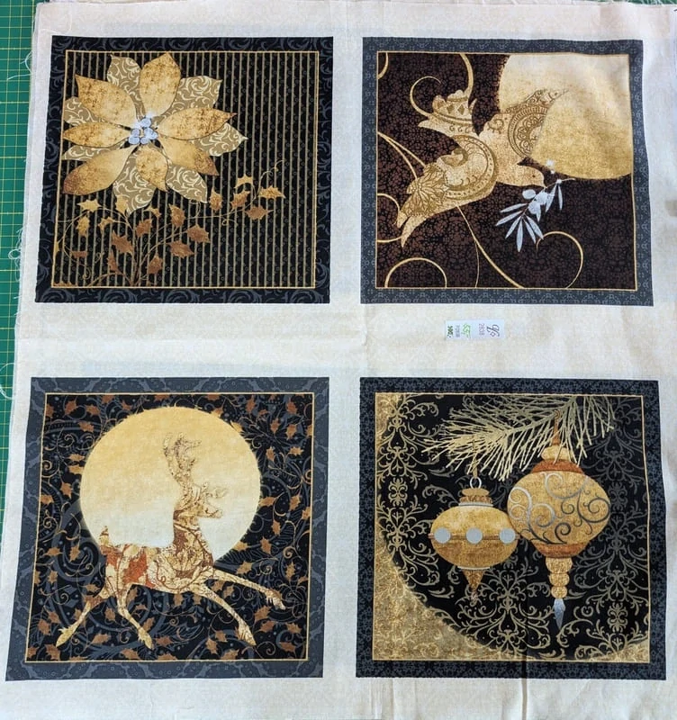 Hnědo černo zlatý vánoční panel