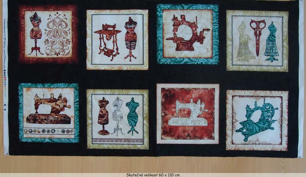 Panel s motivy šití 