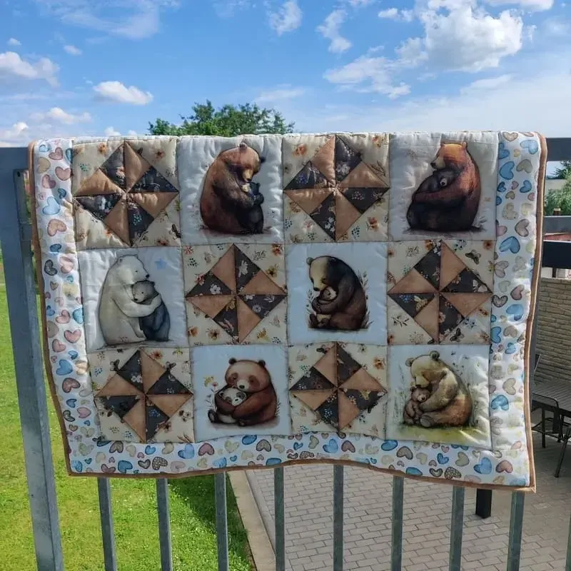 Dětská patchworková deka s medvídky