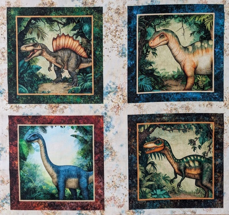 Panel na patchwork s dinosaury
