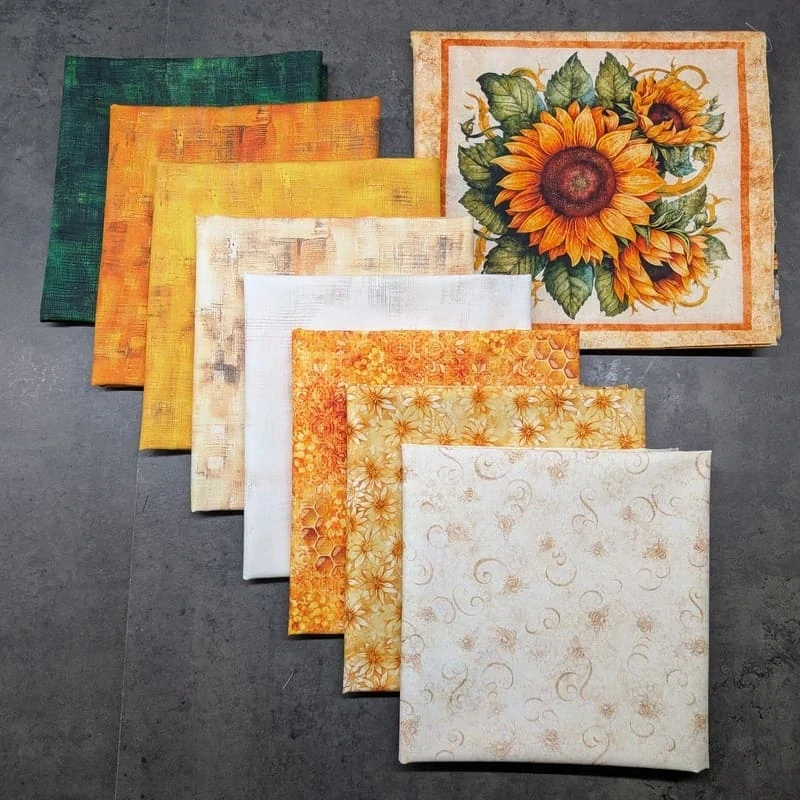 Slunečnice - balíček látek na patchwork po 0,5 m
