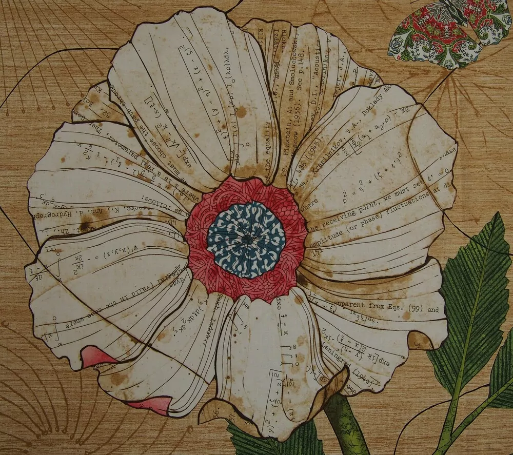 Velká květina s motýlky