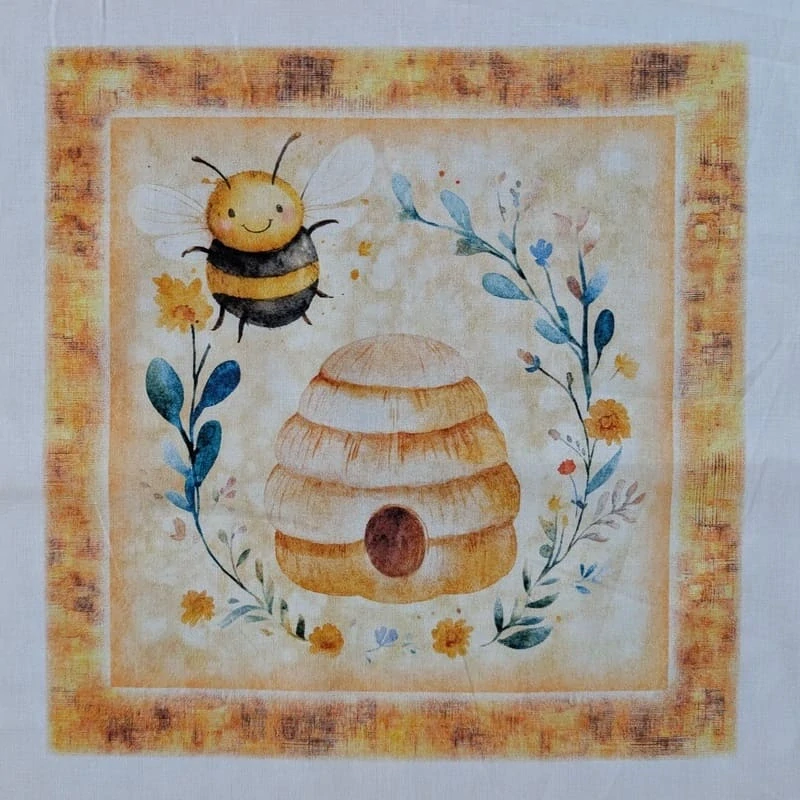 Panel na patchwork s včeličkami a úly