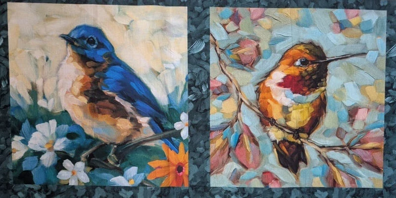 Panel na patchwork ptáčci jako malovaní štětcem
