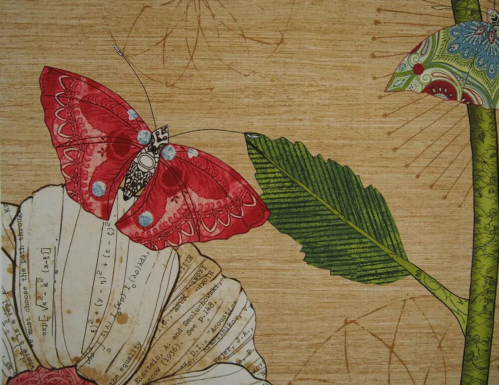 Velká květina s motýlky