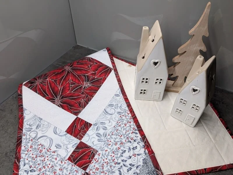 Vánoční patchworkový běhoun červeno šedý