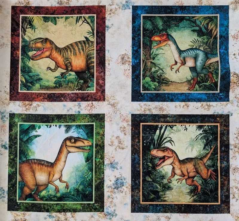 Panel na patchwork s dinosaury
