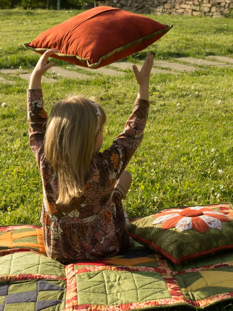 Drážďanský talíř cihlový - polštář