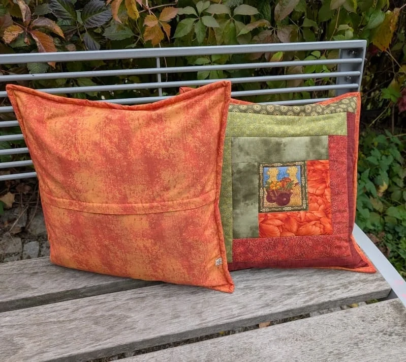 Podzimní patchworkový polštář s panáčky