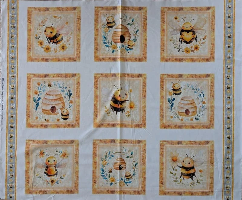 Panel na patchwork s včeličkami a úly