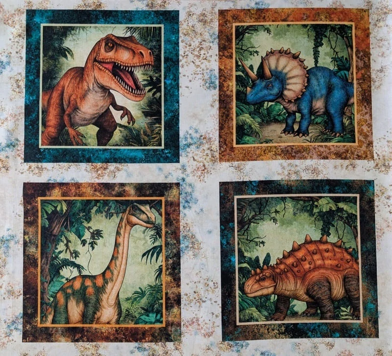 Panel na patchwork s dinosaury