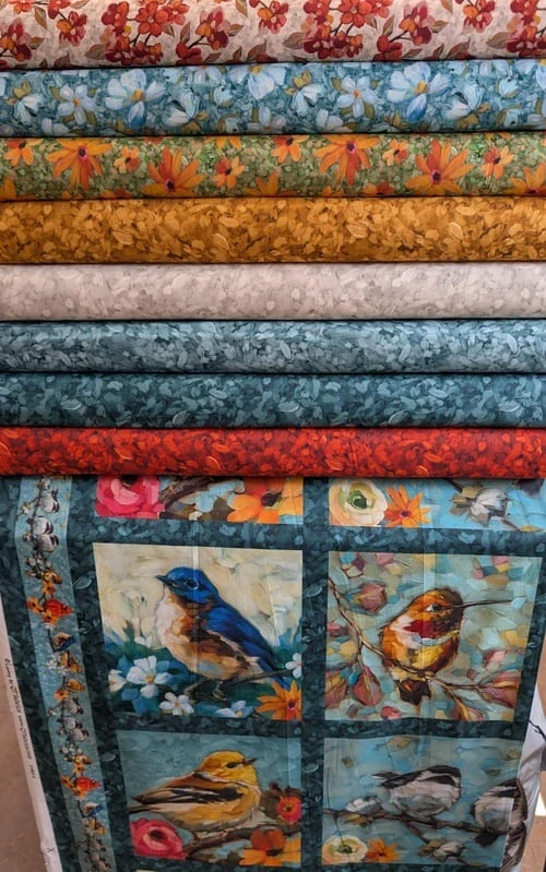 Panel na patchwork ptáčci jako malovaní štětcem