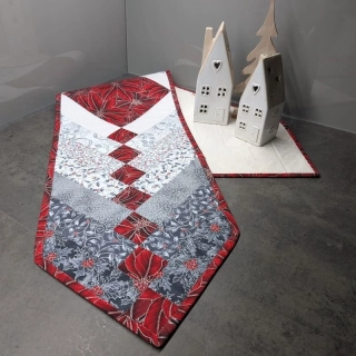 Vánoční patchworkový běhoun červeno šedý