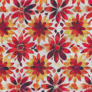 Žluto oranžové kytičky na bílé