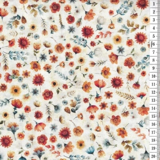 Látka na patchwork drobné kytičky na smetanové