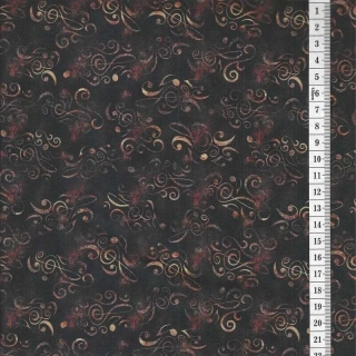 Látka na patchwork béžové houslové klíče a noty na černé