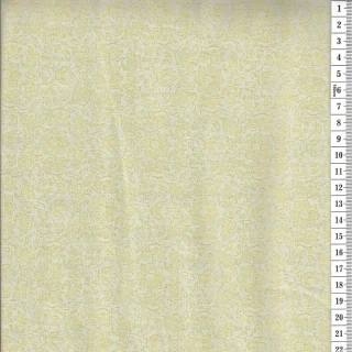 Látka na patchwork žluté obrysy kytiček na smetanové
