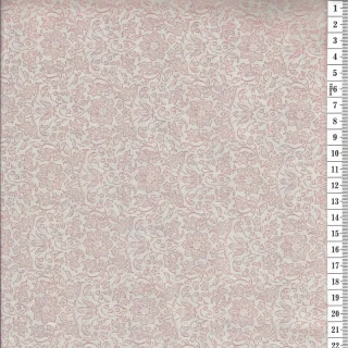 Látka na patchwork meruňkové obrysy kytiček na smetanové
