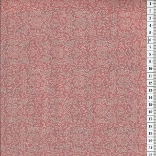 Látka na patchwork smetanové obrysy kytiček na korálové