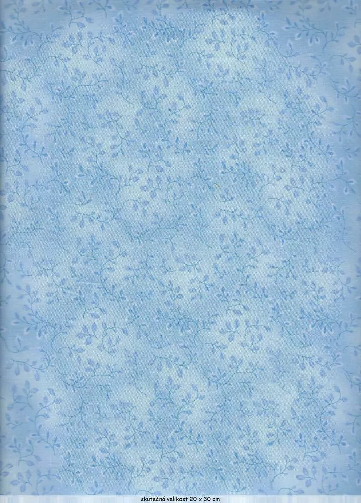 Lístečky tón v tónu na světle modré